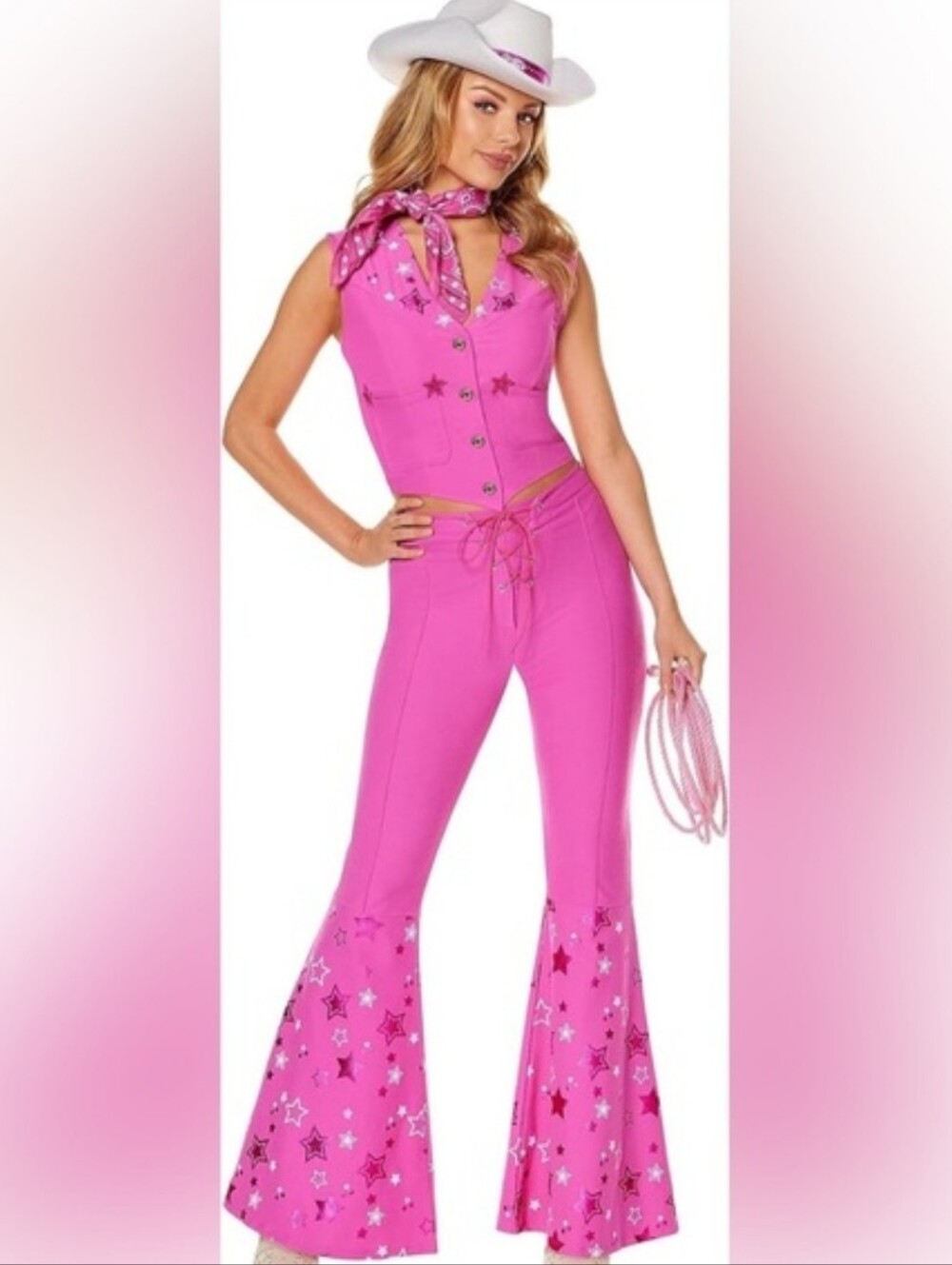 Barbie Western Country Cowgirl Hot Pink Costume 2 Piece Womens Small